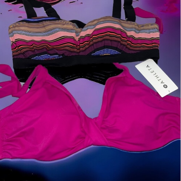Athleta Swim Bikini Tops 40 C Bundle of 2 Pink Black - Picture 5 of 5